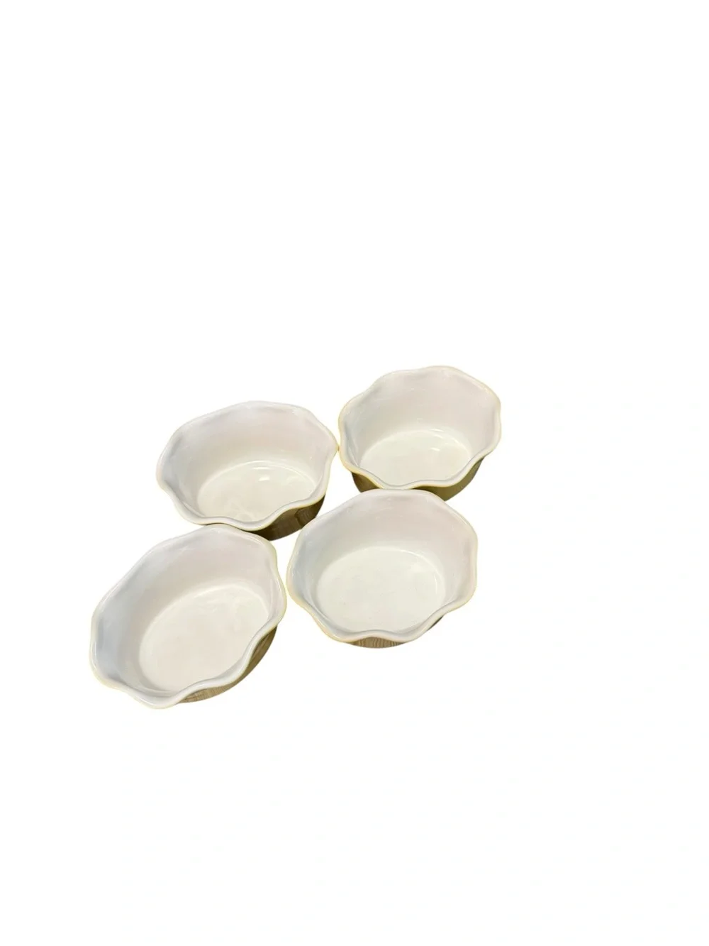 Crate & Barrel Yellow Ruffled Ramekin Bowls Made in Portugal Set of 4 Cottagecor